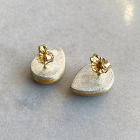 Native Copper and Chrysocolla in Chalcedony Stud Earrings